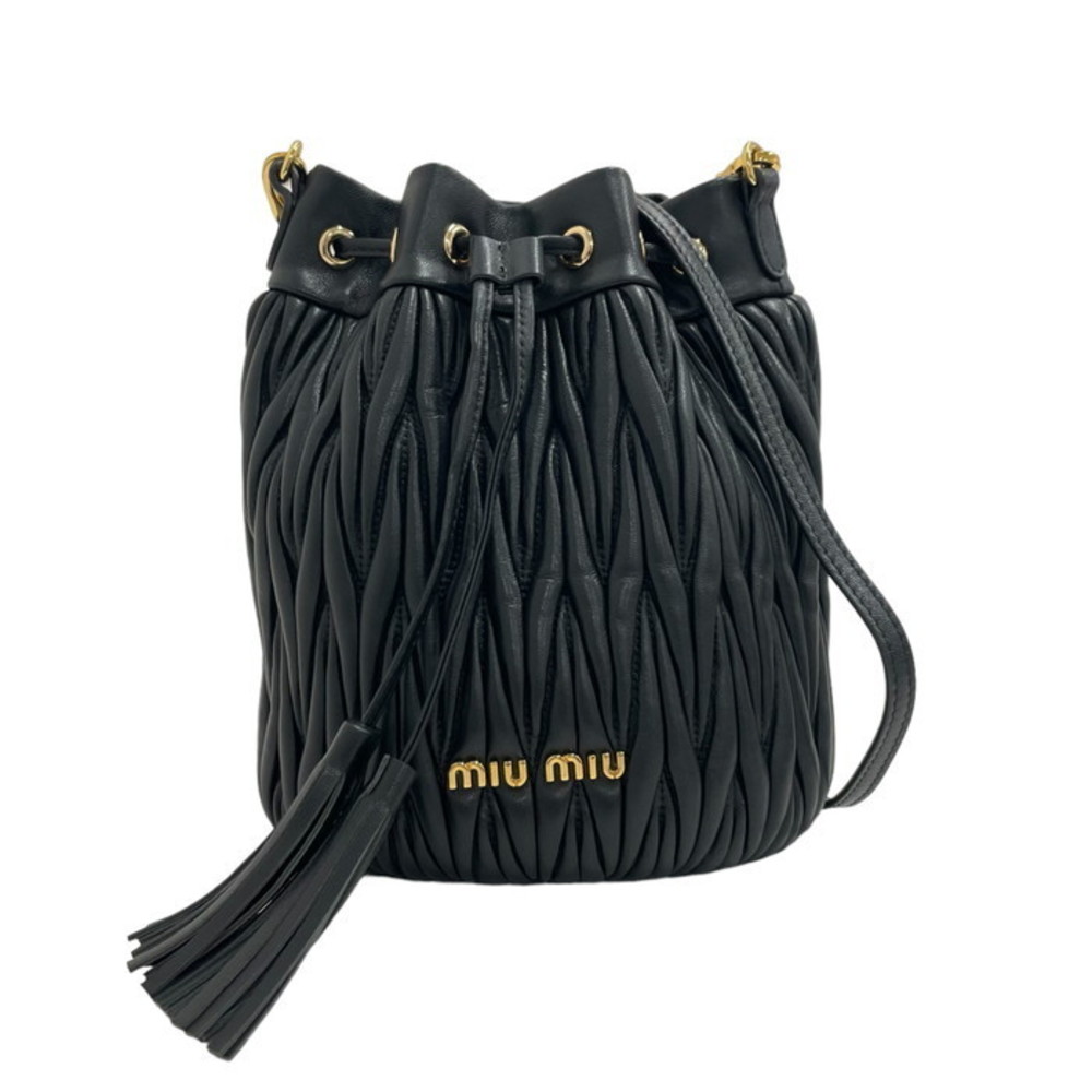 Miu Miu Matelasse Bucket Drawstring 2way Fringe S… - image 1
